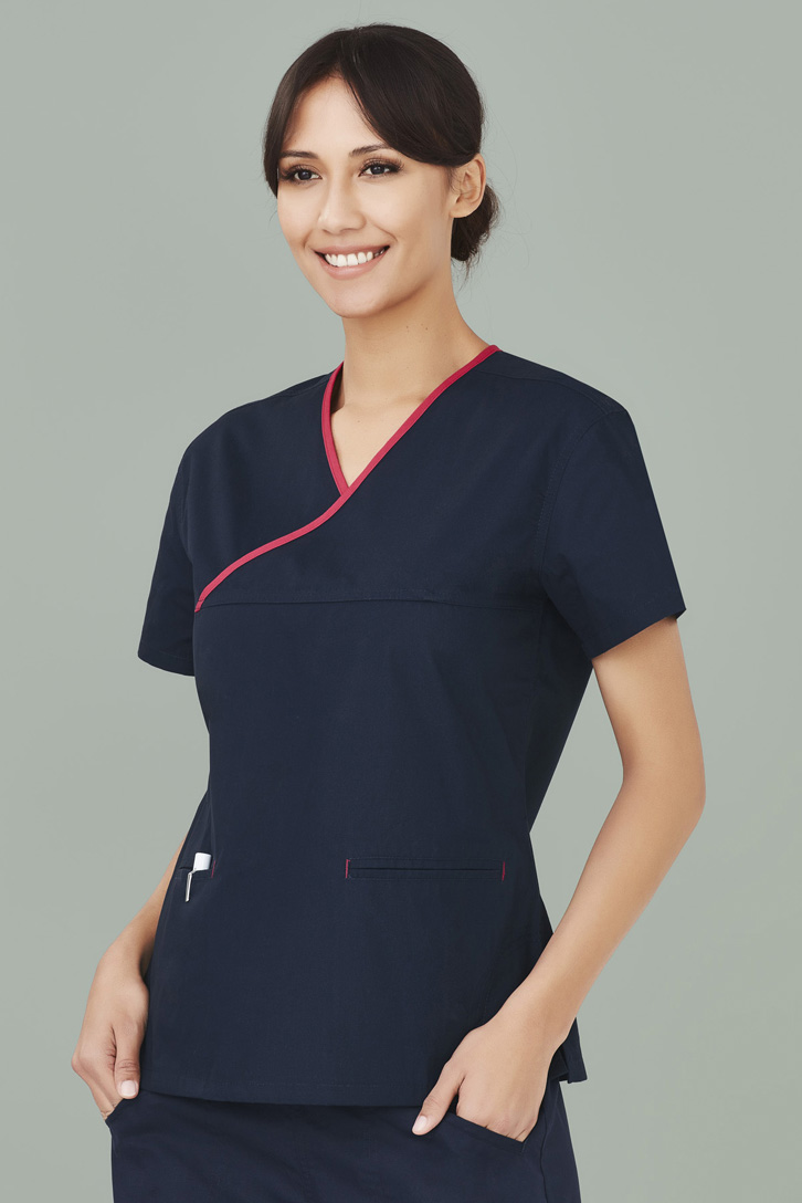 Womens Contrast Crossover Scrub Top Perth Wanneroo Uniforms